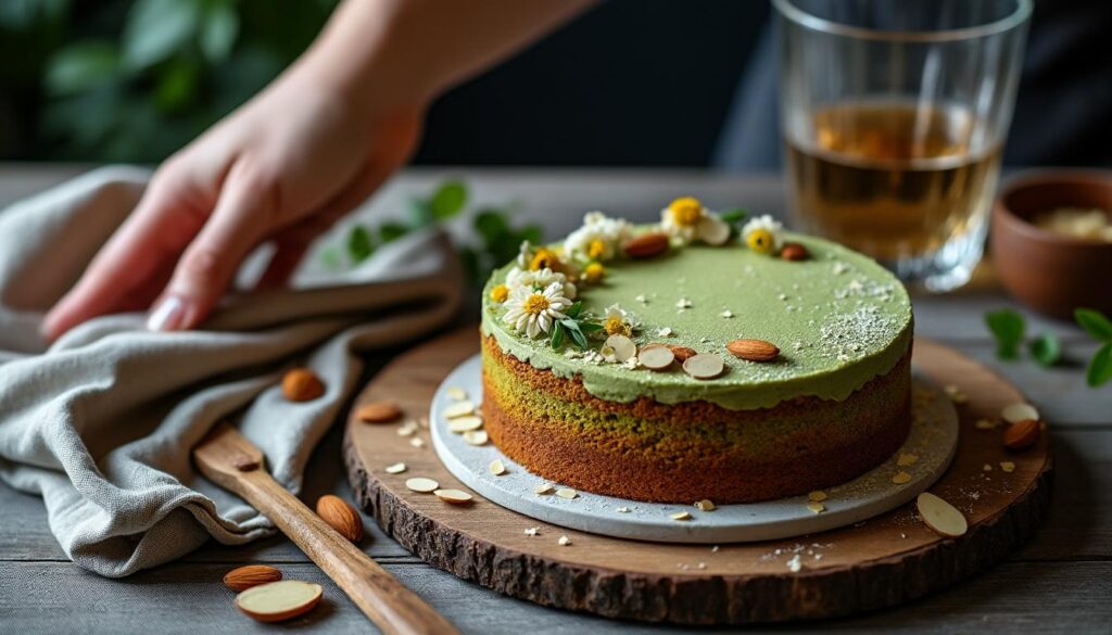 découvrez la recette incontournable d'un gâteau au thé matcha et aux amandes fait maison. éveillez vos sens avec une délicieuse alliance de saveurs, où le thé matcha apporte une touche unique à cette douceur irresistible. parfait pour les amateurs de douceurs originales et raffinées.