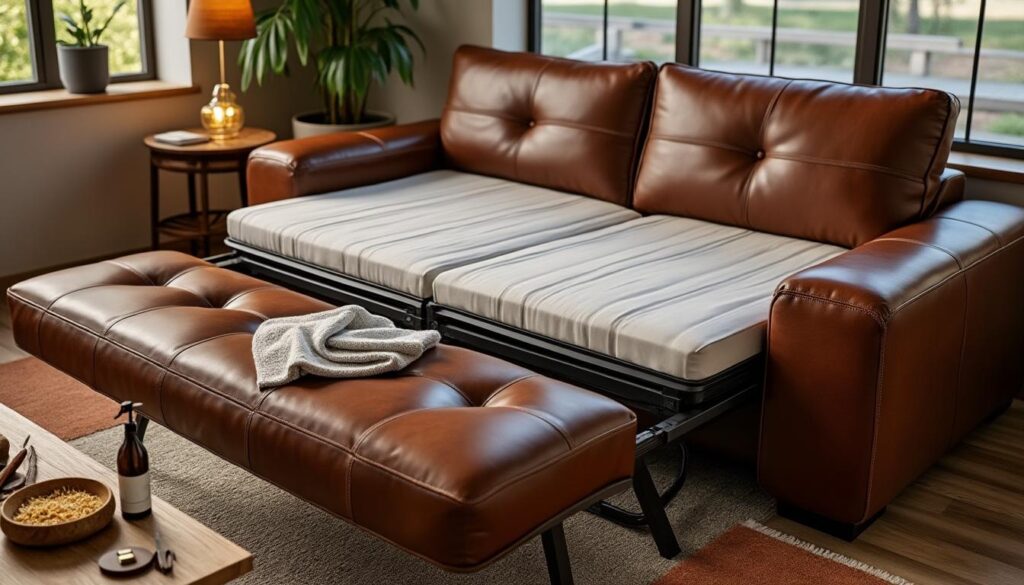 découvrez nos meilleures astuces pour entretenir et préserver l'éclat de votre canapé convertible en cuir marron, alliant confort et élégance durable.