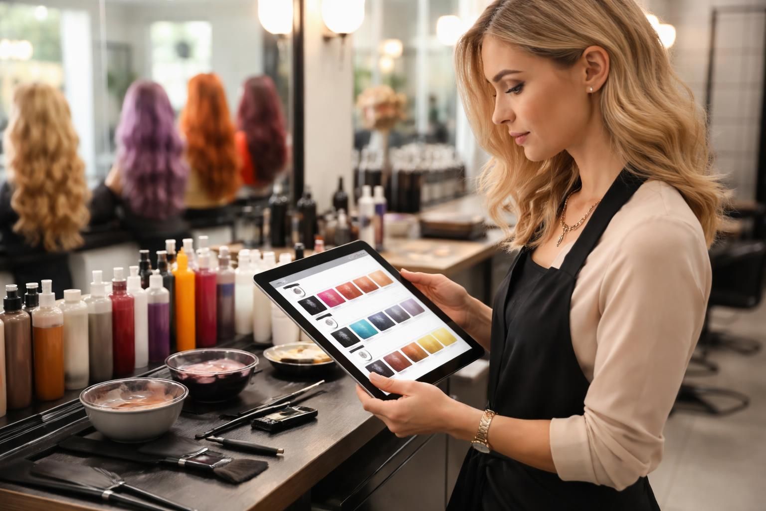 découvrez comment la tablette tactile révolutionne la coiffure en gardant vos recettes couleur toujours prêtes et facilement accessibles au poste de travail.