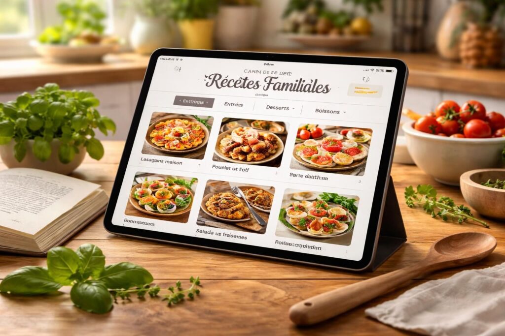 carnet familial sur ipad a16 : stockez et partagez facilement vos recettes préférées en toute simplicité.