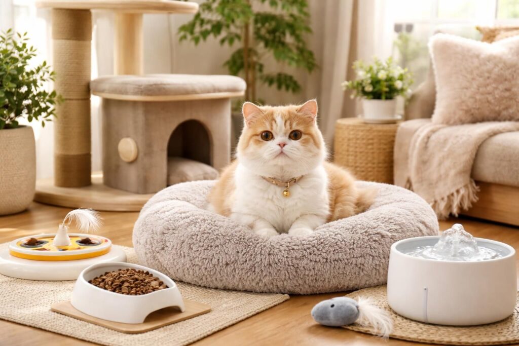 explorez notre sélection d'accessoires essentiels spécialement conçus pour les chats au visage plat afin d'assurer leur confort et leur bien-être au quotidien.